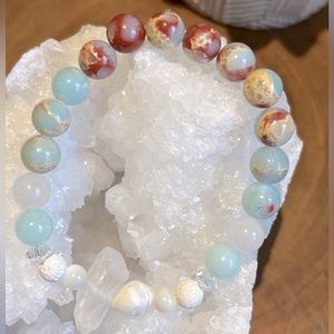 Gemstone Bracelet ✨ Impression Jasper, White Jade, Amazon Jade, White Pearl